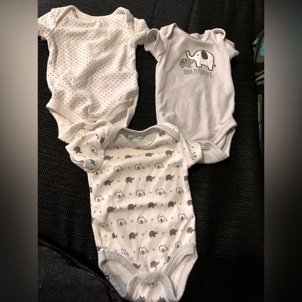3 piece 0-3 M Gray bodysuit